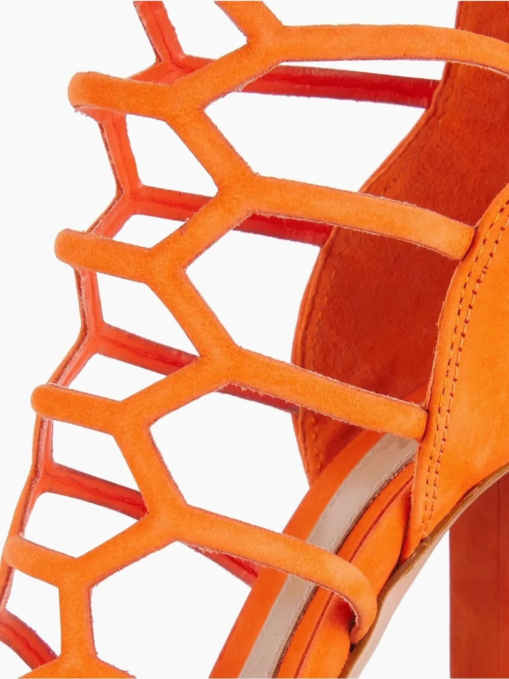 Schutz Julianna Orange Suede Gladiator Block Heels Sandals Sz 6.5